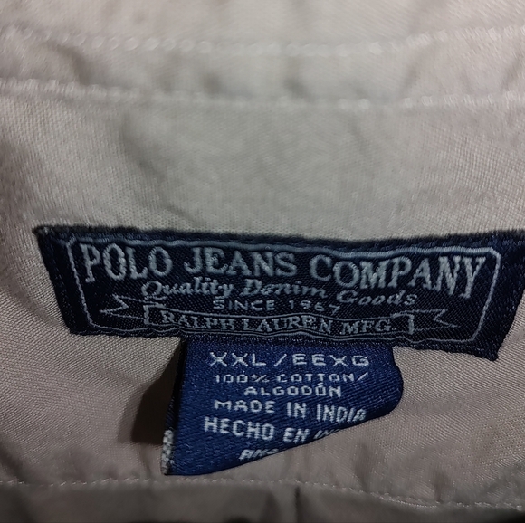 Polo Jeans Company By Ralph Lauren MFG Button Down Beige Long Sleeve XXL Pre-own - Picture 4 of 13